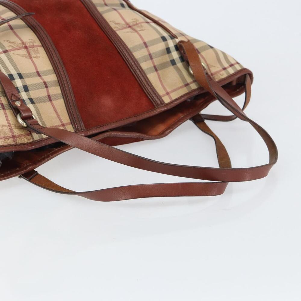 BURBERRY Nova Check Tote Bag PVC Beige Gold Auth 161529 - Picture 7 of 16